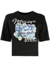 Musium Div. Illustration-print Cropped T-shirt In Black