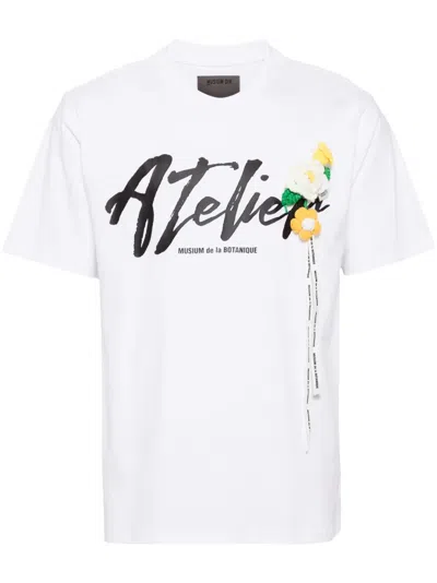 Musium Div. Knitted Floral T-shirt In 白色