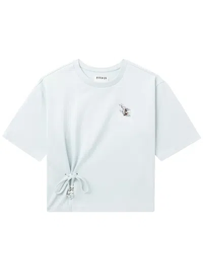 Musium Div. Lace-up Cotton T-shirt In Blau
