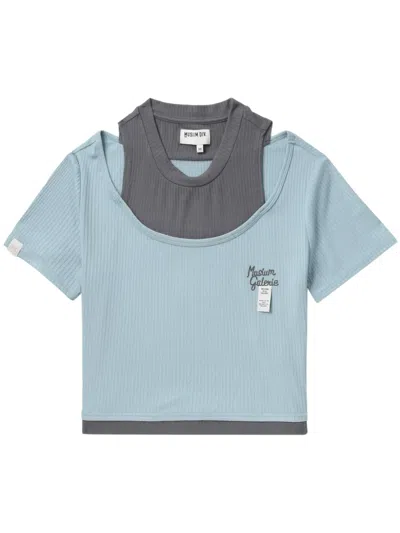 Musium Div. Layered Ribbed-knit T-shirt In 蓝色