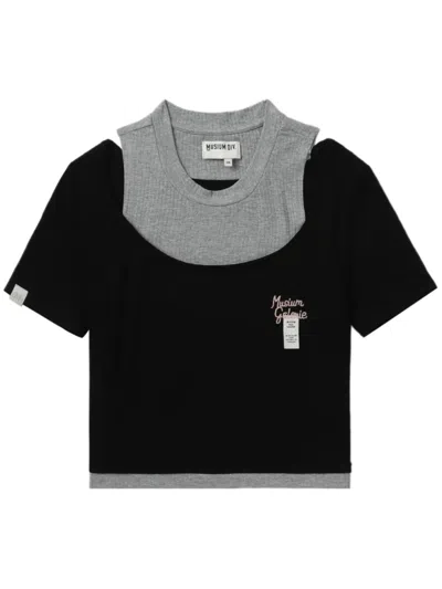 Musium Div. Layered Cropped T-shirt In Black
