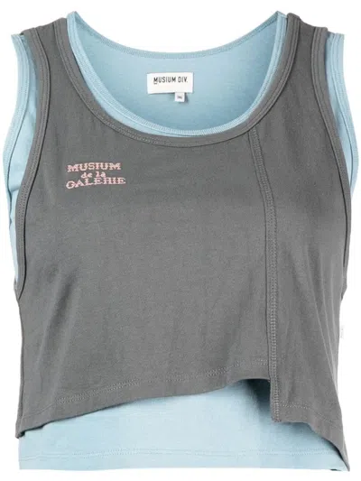 Musium Div. Layered Design Cotton Tank Top In Grau