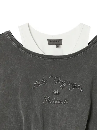 Musium Div. Layered Logo-embroidered T-shirt In Gray