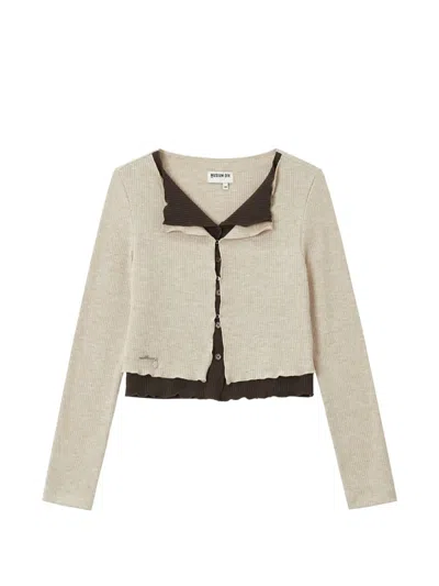 Musium Div. Layered-effect Ribbed Cardigan In Neutral