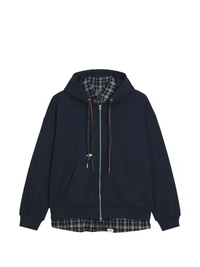 Musium Div. Layered-effect Zip-up Hoodie In Blue