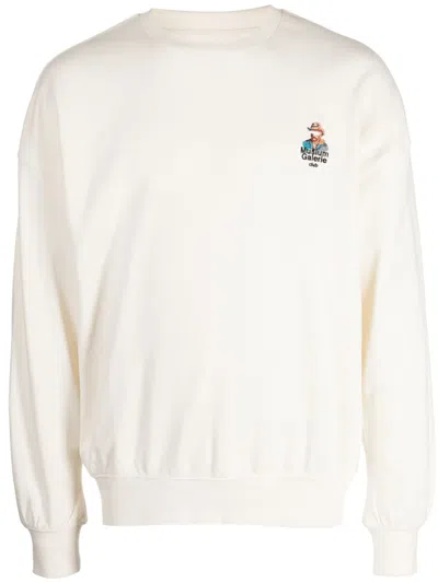 Musium Div. Logo-embroidered Cotton Sweatshirt In White
