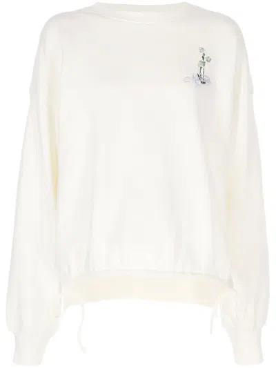 Musium Div. Logo-embroidered Cotton Sweatshirt In White