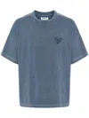 Musium Div. Logo-embroidered Cotton T-shirt In Blue