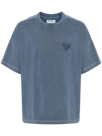 Musium Div. Logo-embroidered Cotton T-shirt In Blue