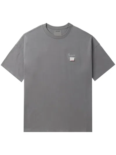 Musium Div. Logo-embroidered Cotton T-shirt In Grey
