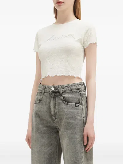 Musium Div. Logo-embroidered Crop Top In White