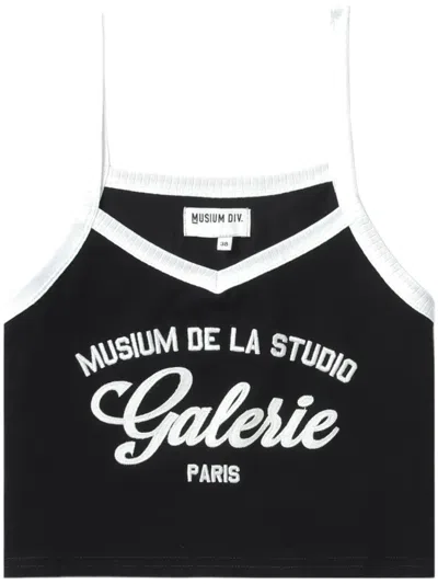 Musium Div. Logo-embroidered Cropped Tank Top In Black