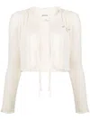 Musium Div. Logo-embroidered Ribbed Cardigan In Neutrals