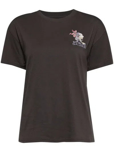 Musium Div. Logo-embroidered T-shirt In Grau