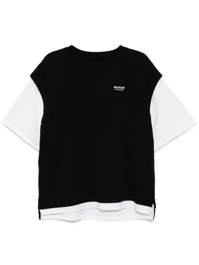 Musium Div. T-shirt Mit Logo-stickerei In Schwarz