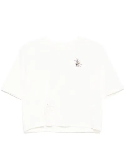 Musium Div. Logo-embroidered T-shirt In White