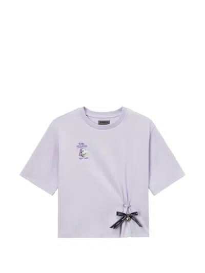 Musium Div. Logo-embroidered Bow-detail T-shirt In Purple