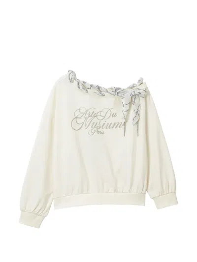 Musium Div. Logo-print Scarf-detail Sweatshirt In White