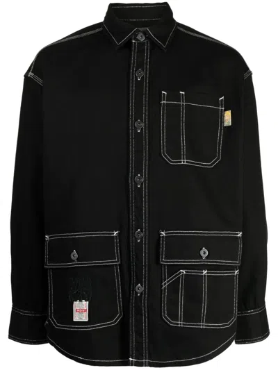 Musium Div. Long-sleeve Button-fastening Shirt In Black