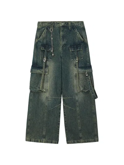 Musium Div. Multi-pocket Strap-detail Cargo Wide-leg Jeans In Blue