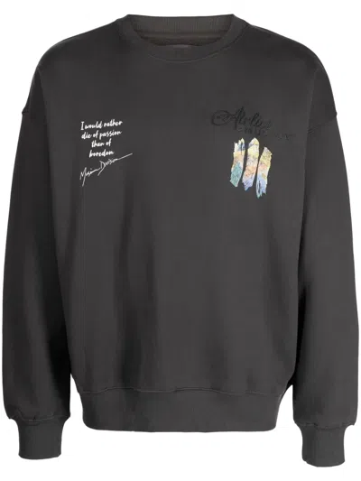 Musium Div. Painterly-print Cotton Sweatshirt In Grau