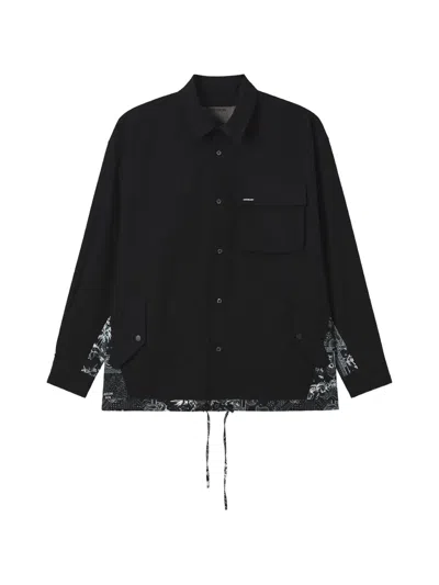 Musium Div. Paisley Panel Pocket Shirt In Black