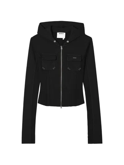 Musium Div. Panelled Zip-up Hoodie In Black