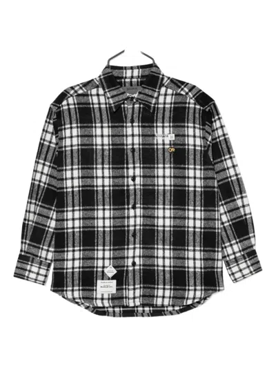 Musium Div. Patchwork Plaid Shirt In Black