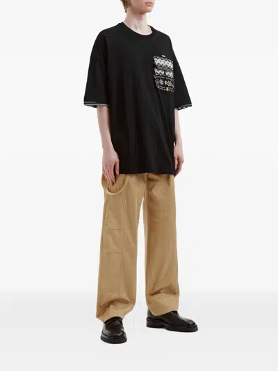 Musium Div. Patterned Pocket Cotton T-shirt In Black