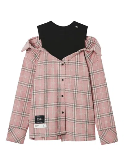 Musium Div. Plaid-pattern Shirt In Pink