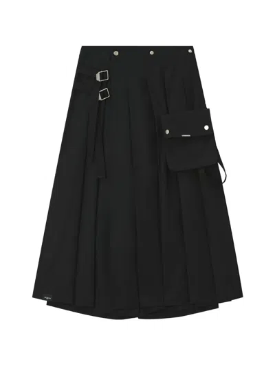 Musium Div. Pleated Buckle-detail Palazzo Pants In Black