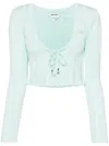 Musium Div. Pointelle-knit Cropped Cardigan In Blue