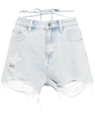 Musium Div. Ripped Detailing Jean Shorts In 蓝色