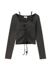 Musium Div. Ruched Layered-effect Top In Black