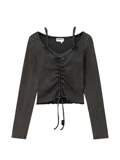 Musium Div. Ruched Layered-effect Top In Black