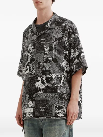 Musium Div. Short-sleeve Graphic-print Shirt In Black