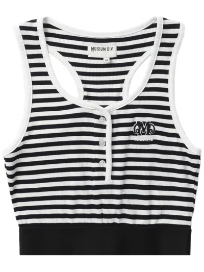 Musium Div. Striped Cropped Tank Top In White