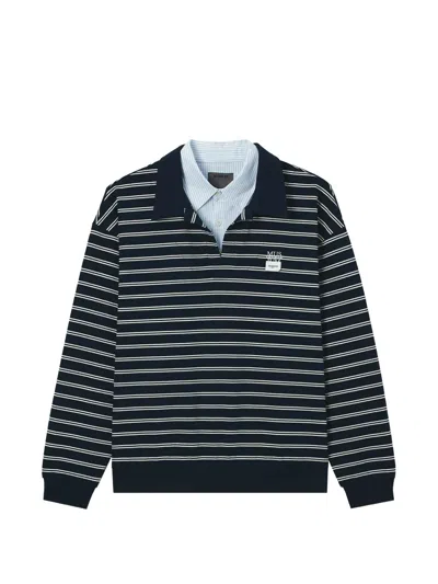 Musium Div. Striped Layered-effect Sweatshirt In Blue