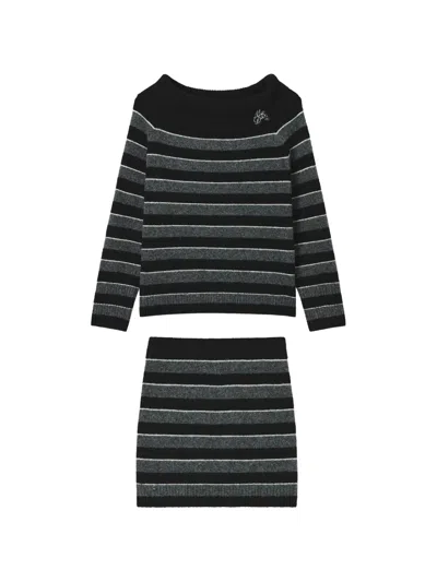 Musium Div. Striped Off-shoulder Skirt Set In Black