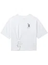 Musium Div. Tie-embellished Cotton T-shirt In White