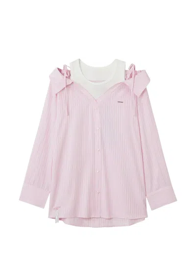Musium Div. Tie Shoulder Striped Shirt In Pink
