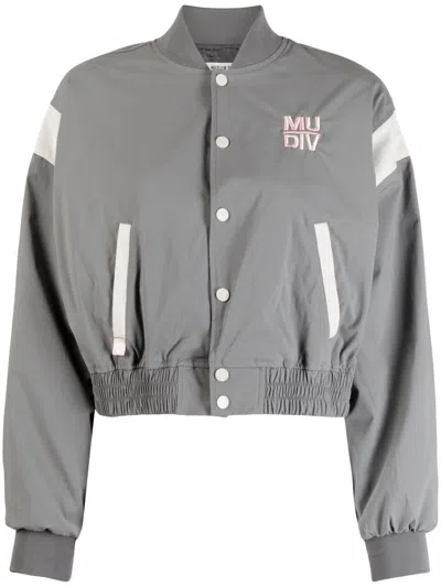 Musium Div. Two-tone Varsity Jacket In Grey
