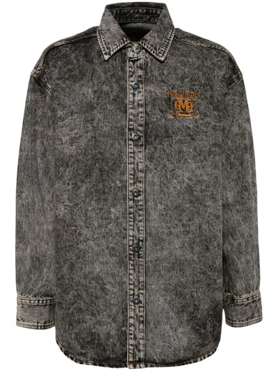 Musium Div. Washed-denim Long-sleeves Shirt In Black