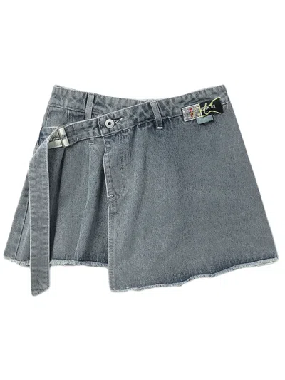 Musium Div. Wrap-design Denim Skort In Blue