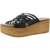 Musse & Cloud Maily Womens Leather Strappy Wedge Heels In Black