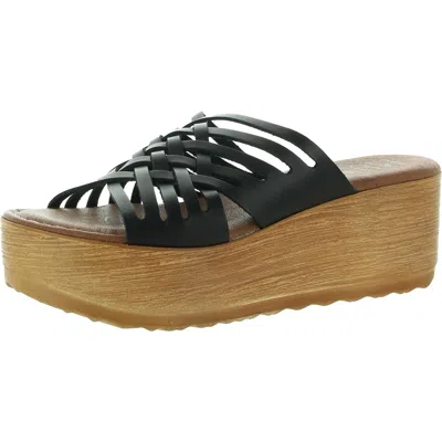 Musse & Cloud Maily Womens Leather Strappy Wedge Heels In Black
