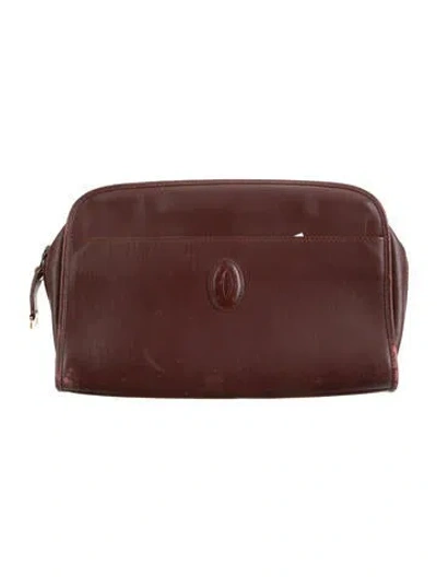 Pre-owned Must De Cartier Cosmetic Bag In Burgundy