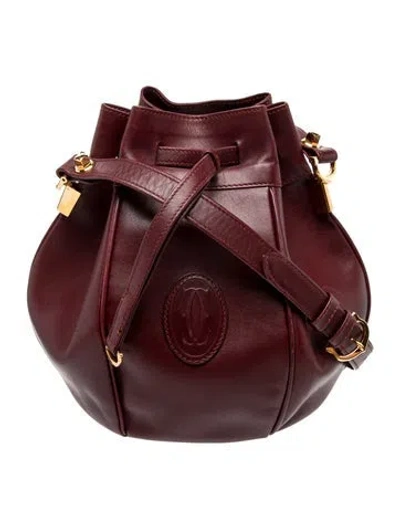 Pre-owned Must De Cartier Leather Bucket Bag In Burgundy