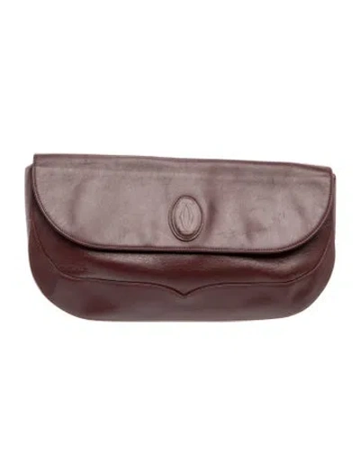 Pre-owned Must De Cartier Leather Clutch In Burgundy