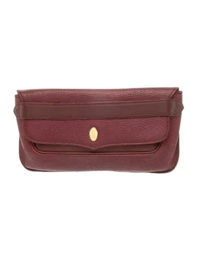Pre-owned Must De Cartier Leather Clutch In Burgundy